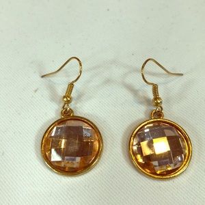 Dress Barn dusty pink & gold tone drop earrings